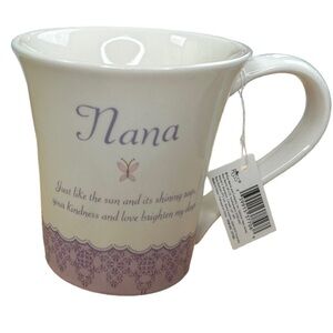 Russ Berrie Nana Mug Coffee Tea Cocoa Butterflies & Flowers Grandmother Cup NEW